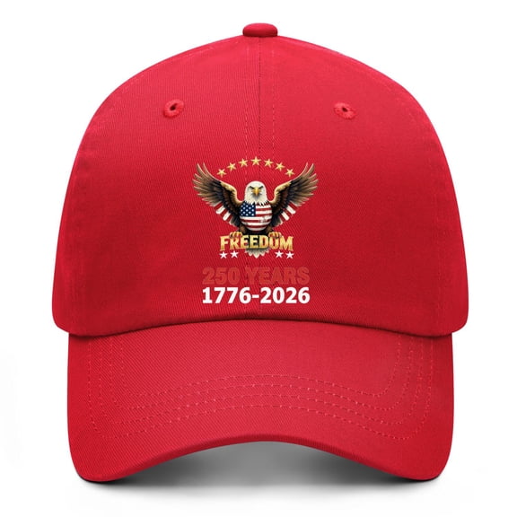 United States 250th Anniversary Hat with Adjustable Strap and American Flag Inspired Printed Artwork