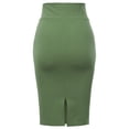 thumbnail image 3 of A2Y Women's Basic Solid Ponte Knee Length Slit Techno Span High Waist Pencil Skirt Light Olive 3XL, 3 of 3