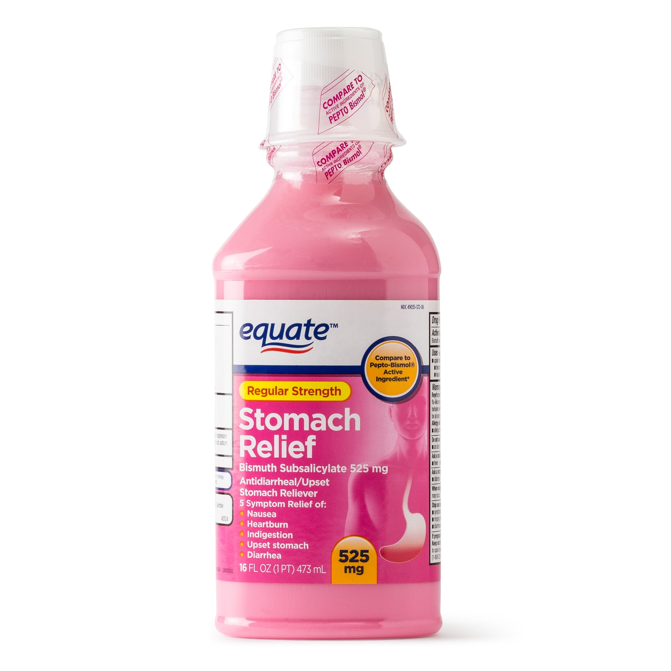Equate Regular Strength Stomach Relief Liquid, 525 mg, 16 Oz