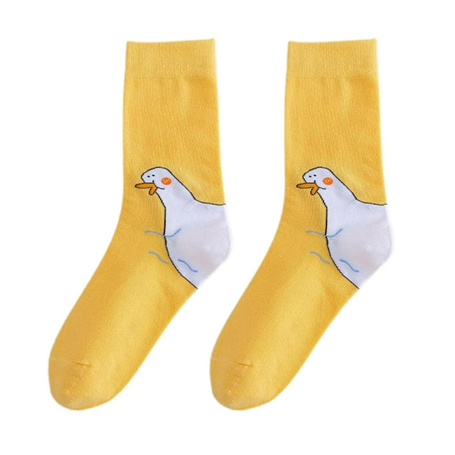 Calcetines con cabeza de animal, calcetines deportivos de algodón, calcetines unisex, calcetines divertidos y originales para Navidad. Amarillo