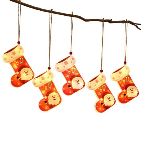 

Christmas Light Hanging Ornaments Xmas Decorative Accent Ornaments Hanging Tree Pendant LED Lights with Santa Tree Door Window Decor