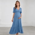 thumbnail image 7 of Women's Solid Short Sleeve Ruffle Maternity Sundress Evening Dress, 7 of 7