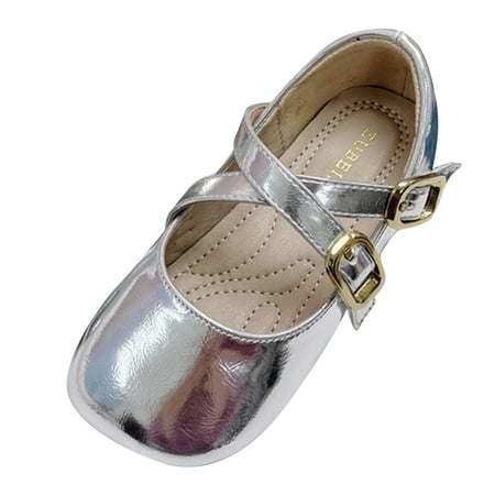 

Vedolay Children Shoes Fashion Leather Single Shoes Comfortable Soft Sole Single Shoes Fashionable Princess Toddler Shoes Girls(Silver 12)
