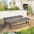 thumbnail image 5 of AVAWING 2PCS Patio Dining Benches, Outdoor Wood Benches, Wooden Picnic Furniture, Gray, 5 of 7