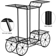 thumbnail image 4 of QXDRAGON Garden Cart Stand & Flower Pot Plant Holder Display Rack Metal Plant Stand, Paint Car Shape 6 Plant Stand Indoor Outdoor Black, 4 of 9