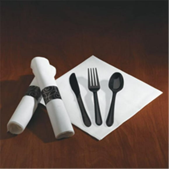 Hoffmaster HFM 119971 CaterWrap Heavyweight Black Cutlery