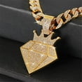 thumbnail image 2 of Men Women Hip Hop New Fashionable and Personalized Crown  Pendant Necklace 15mm Crystal Cuban Chain HipHop Iced Out Bling Necklaces Fashion Charm Jewelry, 2 of 5