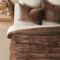 thumbnail image 2 of EVERGRACE Velvet Quilt Set King Size, Luxurious Soft Striped Channel Bedding Set, Lightweight Velvet Comforter for All Season, Oversized Bedspread Coverlet with 2 Matching Shams, Rust Brown, 2 of 8
