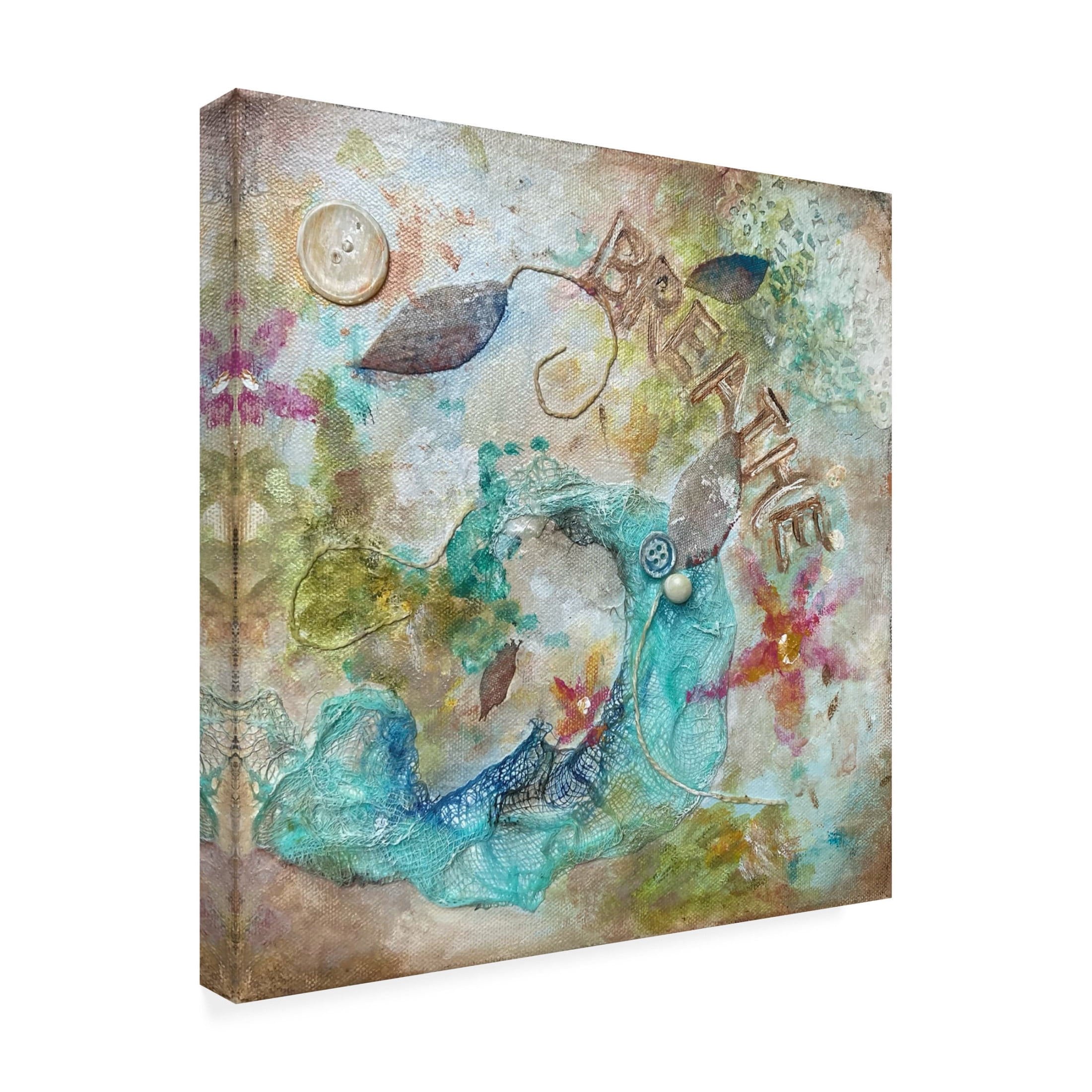 Canvas Wall Art - Christine Rotolo 'Mixed Media Breathe' Wall Art for Living Room, Bedroom, or Office Décor by Trademark Fine Art - 24 x 24 Inches