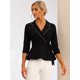 thumbnail image 4 of Peplum Top para mujer con cuello de solapa y muesca en la cintura Negro XS, 4 of 5