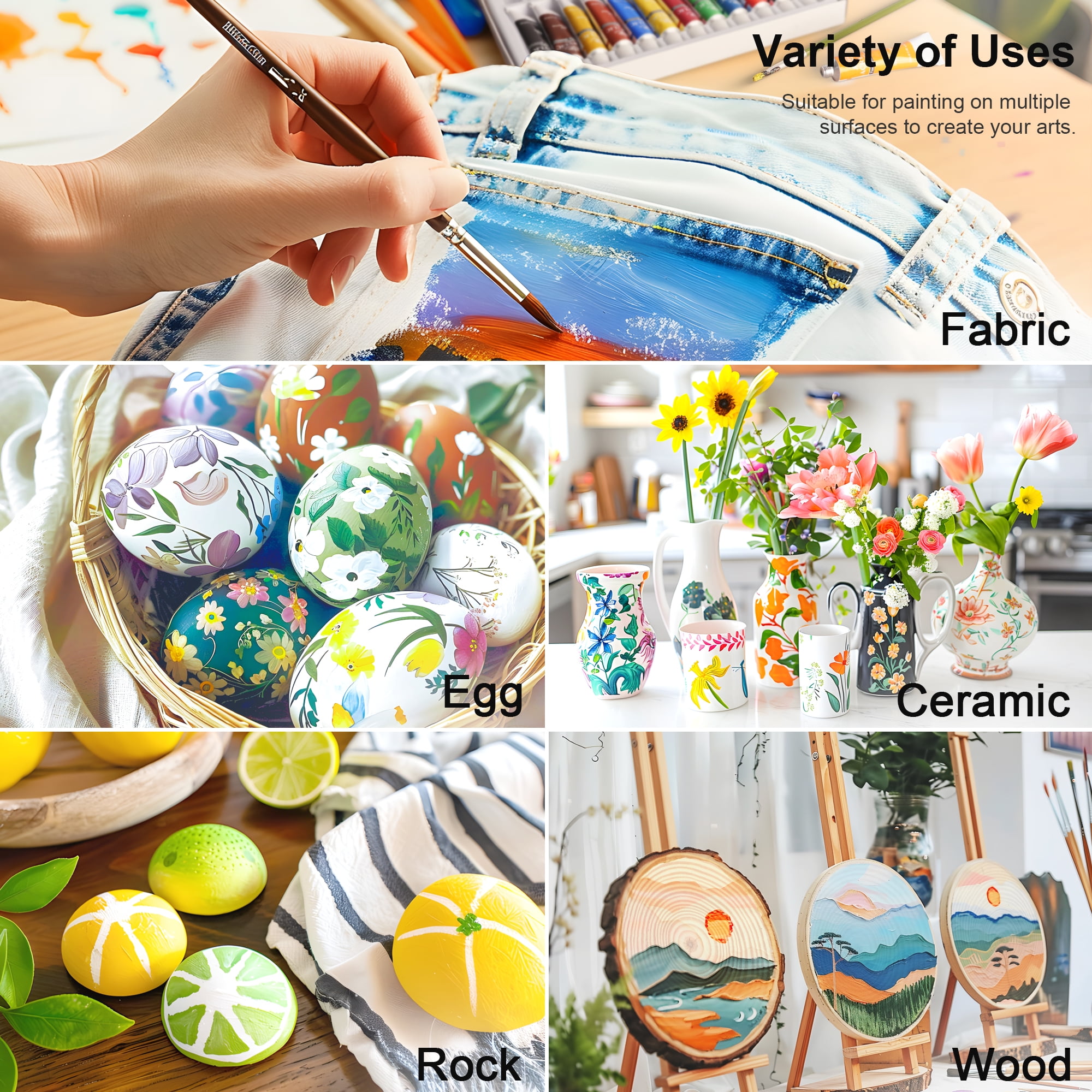 PHOENIX Acrylic Paint Set, 6x22ml Tubes, Non-Toxic Craft Paints for Canvas, Paper, Wood, Ceramic, Acrylic Painting Supplies for Adults, Beginners