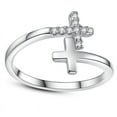 thumbnail image 1 of Anillo de plata de ley S925 de 1 pieza, anillo de doble cruz, anillo abierto para dedo femenino, joyería de mano de circonia Sailing  Electrónica, 1 of 4