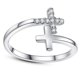 thumbnail image 1 of Anillo de plata de ley S925 de 1 pieza, anillo cruzado doble, abierto para mujer, 1 of 4