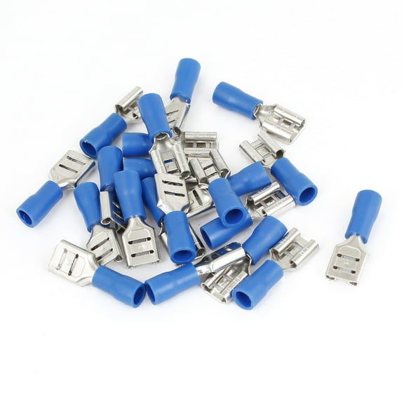 Unique Bargains 20Pcs Insulated Female Type Crimp Terminals Connectors Blue FDD2-250
