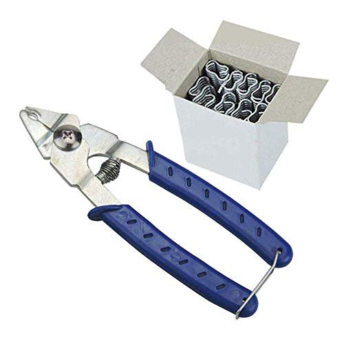 Hog Ring Pliers With 600pcs M Nail clips for Chicken Quail Pigeon Pet Cage Poultry Clamp Installation Tools Fences Netting Tags Traps Cage