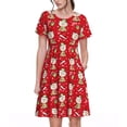 thumbnail image 1 of Disketp cute Christmas Moose para Vestido de Manga Corta para Mujeres, Vestidos de Verano para Mujeres, Casual y Holgado para la Playa, 1 of 6