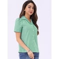 thumbnail image 4 of DARING DIVA Women's Plaid Puff Sleeves Vintage Gingham Blouses L Light Green, 4 of 6