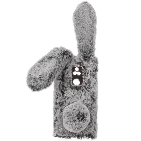 IFANLANDOR Cute Kawaii Phone Case Plush Phone Protective Case Dark Grey Anti-scratch for Women 1Pack