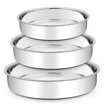 

Cake Pan Stainless Steel Round Cake Pan Baking Tier Cake Pans Set 8 & 9½ & 11 Healthy & Heavy Duty Mirror Finish & Easy Clean Dishwasher Safe - 3 Pieces