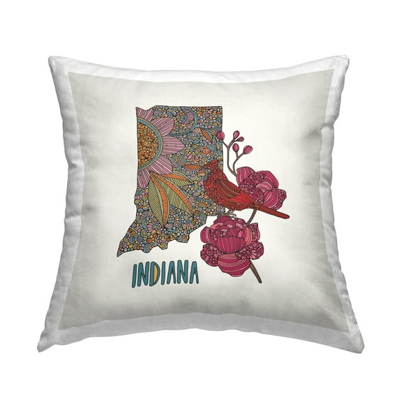 Stupell Industries Indiana Mandala Pattern State Square Decorative Printed Throw Pillow, 18 x 18,