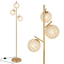 Giantex 3 Globe Floor Lamp, Gold Standing Lamp w/Acrylic Crystal Lamp Shade, Accent Tall Pole Tree Lamp