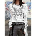 thumbnail image 5 of Graphic Tees for Women Teen Girls Aesthetic Grunge Gothic Clothes Y2k Shirt Knit Basic Long Sleeve Top Fall White XS, 5 of 8