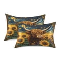 thumbnail image 2 of Haosy Satin Pillowcase for Hair and Skin Standard Cooling Silk Pillow Case with Envelope Closure Highland Cow in Sunflowers Field 20"x30", 2 of 9