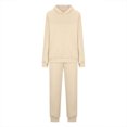 thumbnail image 3 of aohooy Womens Sweatsuits 2 Piece Set 2025 Winter Fleece Sherpa Lined Hoodie Sweatshirt and Long Pants Tracksuit Casual Warm Sets Beige,S, 3 of 5