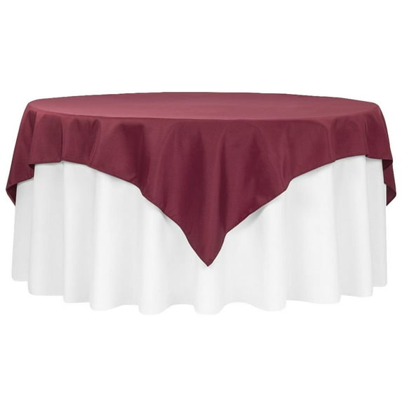 1 Pc, Polyester Square 72" Overlay/Tablecloth - Burgundy For Wedding & Event Decor