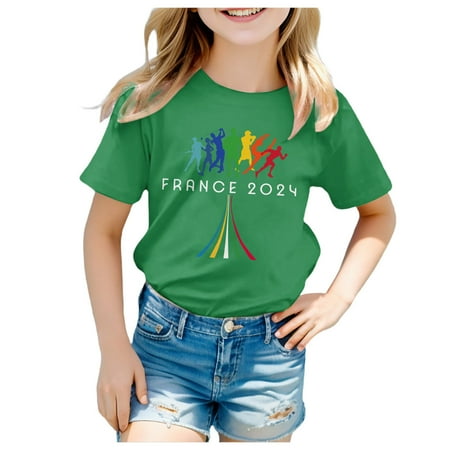 

ZMHEGW Girls Short Sleeve Tee Summer Crewneck T Shirt Casual Fit Basic Shirts Toddler Boys Girls T Shirts