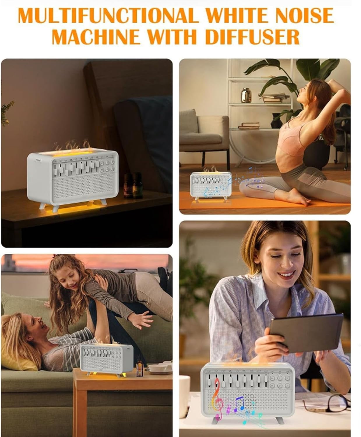RAPOBRIX White Noise Night Light Humidifier - Sound Machine Bluetooth Speaker with Timer