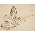 thumbnail image 3 of Philips Koninck 24x19 Black Modern Framed Museum Art Print Titled - Study of Christ and the Sleeping&nbsp;Apostles, 3 of 5