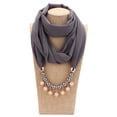 thumbnail image 7 of NUZYZ Women Fashion Jewelry Faux Pearl Pendant Chiffon Necklace Solid Color Scarf, 7 of 7