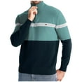 thumbnail image 3 of WAENQINLA Men's Quarter Zip Pullover Slim Fit Lightweight Striped Knit Sweaters Winter Casual Warm Long Sleeve Knitwear Tops Green XL, 3 of 6