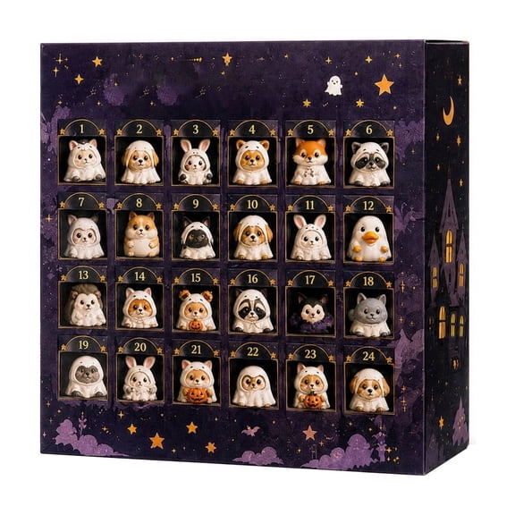 24 Days 3D Halloween Countdown Calendar, Ghost Advent Box with Surprises, Desktop Decoration for Holiday Party Favors, Home Office Decor Gift