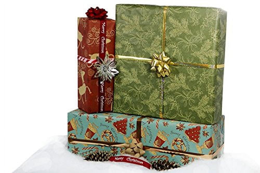 Vintage Prints Christmas Kraft Wrapping Paper Sets (Reindeer-Mistletoe-SodaShoppe on Brown Kraft)