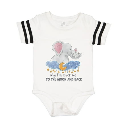 

Inktastic My Tia Loves Me to the Moon and Back Elephant Family Gift Baby Boy or Baby Girl Bodysuit