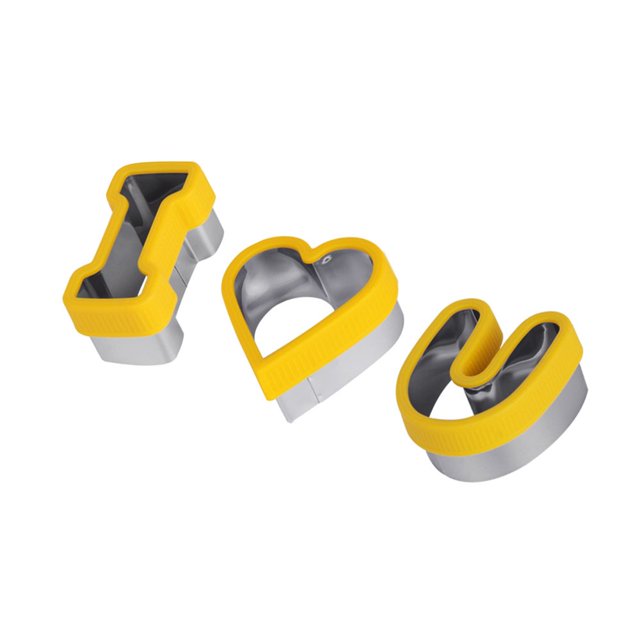 3Pcs/Set Bread Mold Smooth Incision Rust-Proof Non-slip Easy Demoulding Detachable Heart Letter Cookie Cutter Kitchen Supply