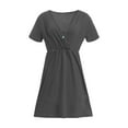 thumbnail image 4 of siminseming Robes de Noël pour Femmes Robes Décontractées pour Femmes Col en V Ligne A Évasée Portefeuille Robe de Maternité Midi Robe de Maternité pour Séance Photo Vêtements Chaussures et Accessoires, 4 of 4