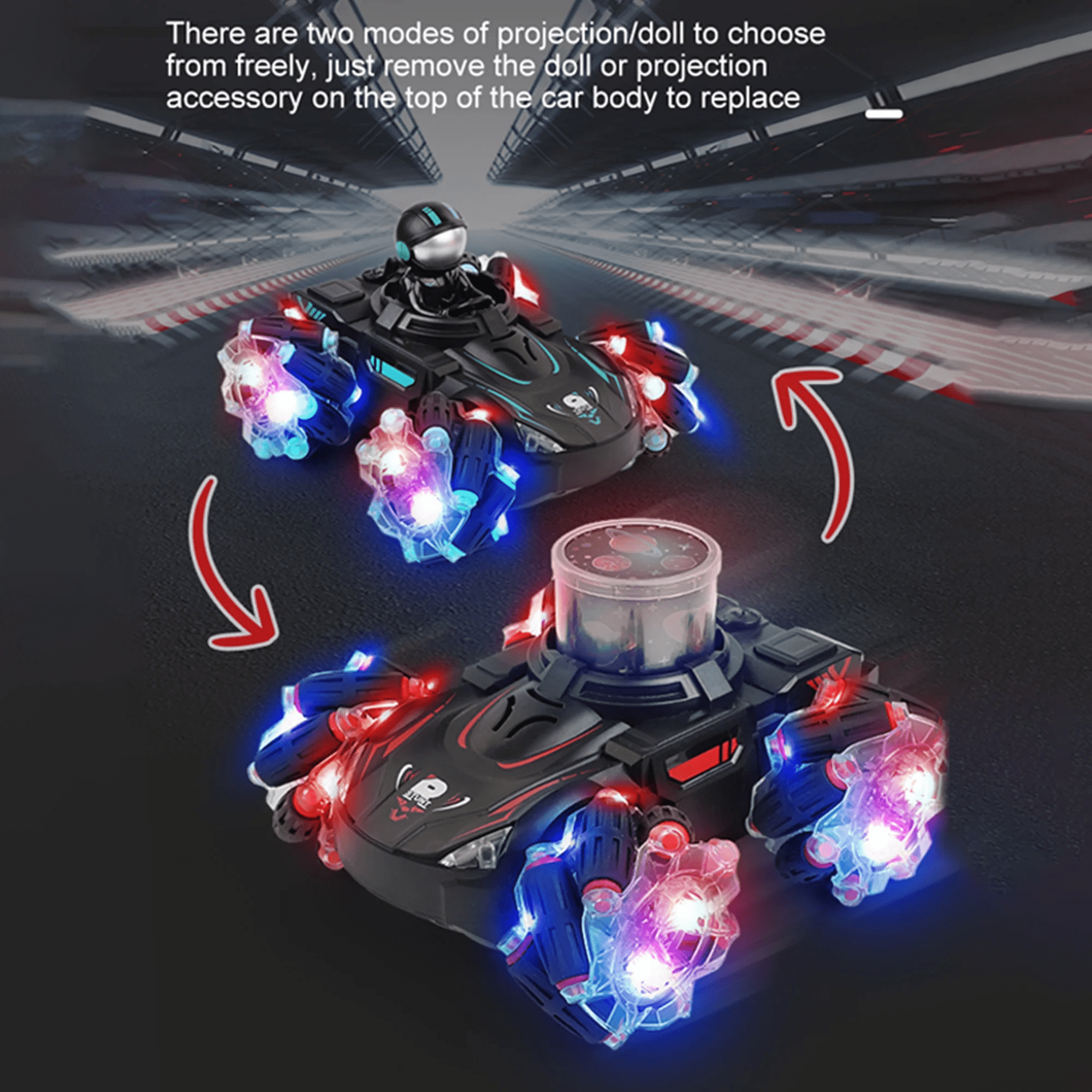 Lvelia Remote Control Cars,2.4Ghz RC Stunt Cars with Light Projection & Spray, 4WD off Road Drift Toys for Age 8-12 Kids Boys Birthday Gift