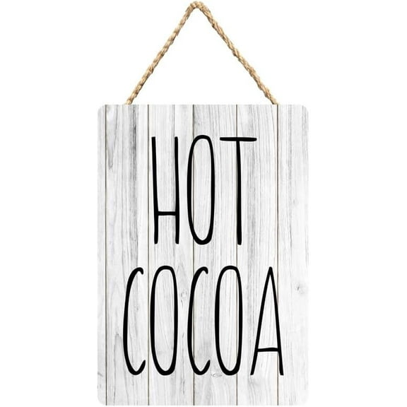 Rustic Wooden Sign Decor - Hot Cocoa - Wood Plaque Home & Office Inspirational Gifts Hanging Wall Signs 6x12 IN