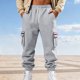 thumbnail image 1 of Ceisia Men Solid Color Loose Casual Pants Elastic Waist Drawstring Sports Gift Work Trousers, 1 of 9