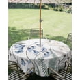 thumbnail image 3 of Outdoor Tablecloth with Umbrella Hole Zipper Blue Beige Floral Round Tablecloth 54" Waterproof Outside Table Cloth Farmhouse Botanical Patio Table Cover Tablecloths for Picnic Party, 3 of 8