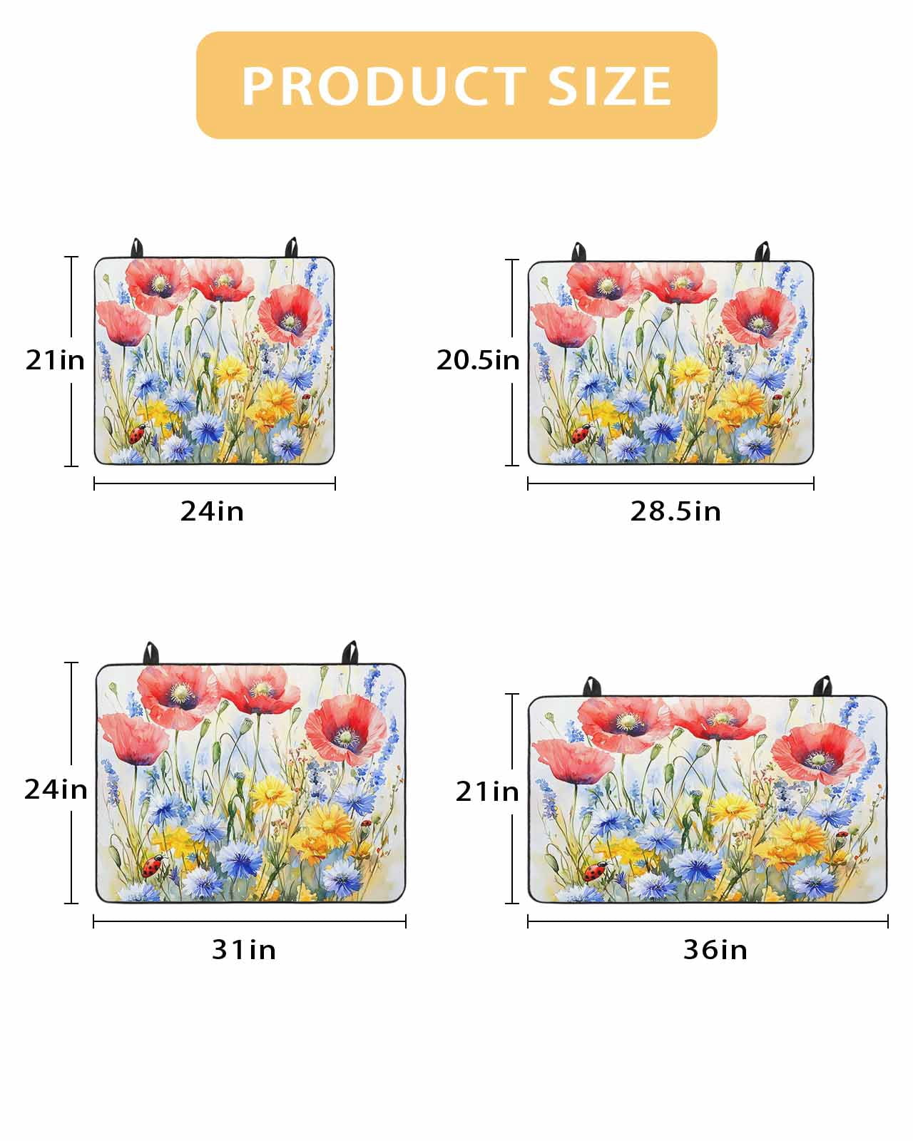 nqOlkjepod Large Induction Cooktop Protector Mat 24"x21", Blue Flower Stove Top Covers for Electric Stove, Patriotic Red Poppy Floral Daisy Wildflower Stove Burner Cover Mats, Glass Top Stove Cover