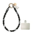 thumbnail image 1 of Cinta de cristal de silicona, 33 cm (13") correa de muñeca para teléfono con broche y oso para mujeres, tarjeta de identificación de teléfono (degradado negro y blanco), 1 of 6