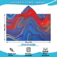 thumbnail image 2 of Blue Red Gold Marble Pattern Hooded Bath Towel，60"x35" for Ages 3 To 12 Kids, Quick Dry Lightweight Soft Microfiber Hood Beach Towel Cover Up for Kids, 2 of 7