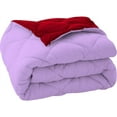 thumbnail image 7 of D.N.G. BEDDINGS 3 Piece Luxury Reversible Diamond Pattern Comforter Set Premium Super Soft, All Season 800 TC, 100% Egyptian Cotton Oversized Super King Size Lilac/Red Solid Color, 7 of 7