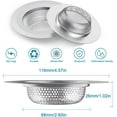 thumbnail image 4 of QSCQ 2PCS Kitchen Sink Strainer Drain Basket, 4.5" Stainless Steel Drain Strainer, Kitchen Sink Stopper Garbage Disposal, Suit for Sink Stopper and Drain Stopper, Sliver, 4 of 10
