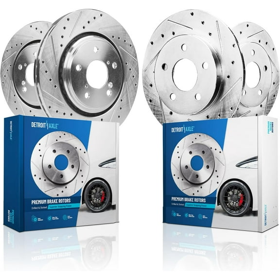 Detroit Axle - 3.5L Brake Rotors for Acura 2017-2020 MDX 12.60" inch Front and 12.99" inch Rear Drilled and Slotted Disc Brake Rotors 2018 2019 Replacement