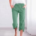 thumbnail image 2 of snilers Capri Pants for Women Lounge Cropped Trousers Elastic Waist Drawstring Sweatpants Summer Beach Work Pants with Pockets, 2 of 6